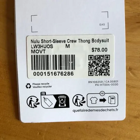 Lululemon Wundermost Ultra-Soft Nulu Short-Sleeve Crew Bodysuit, Size M (NWT) - Picture 8 of 8